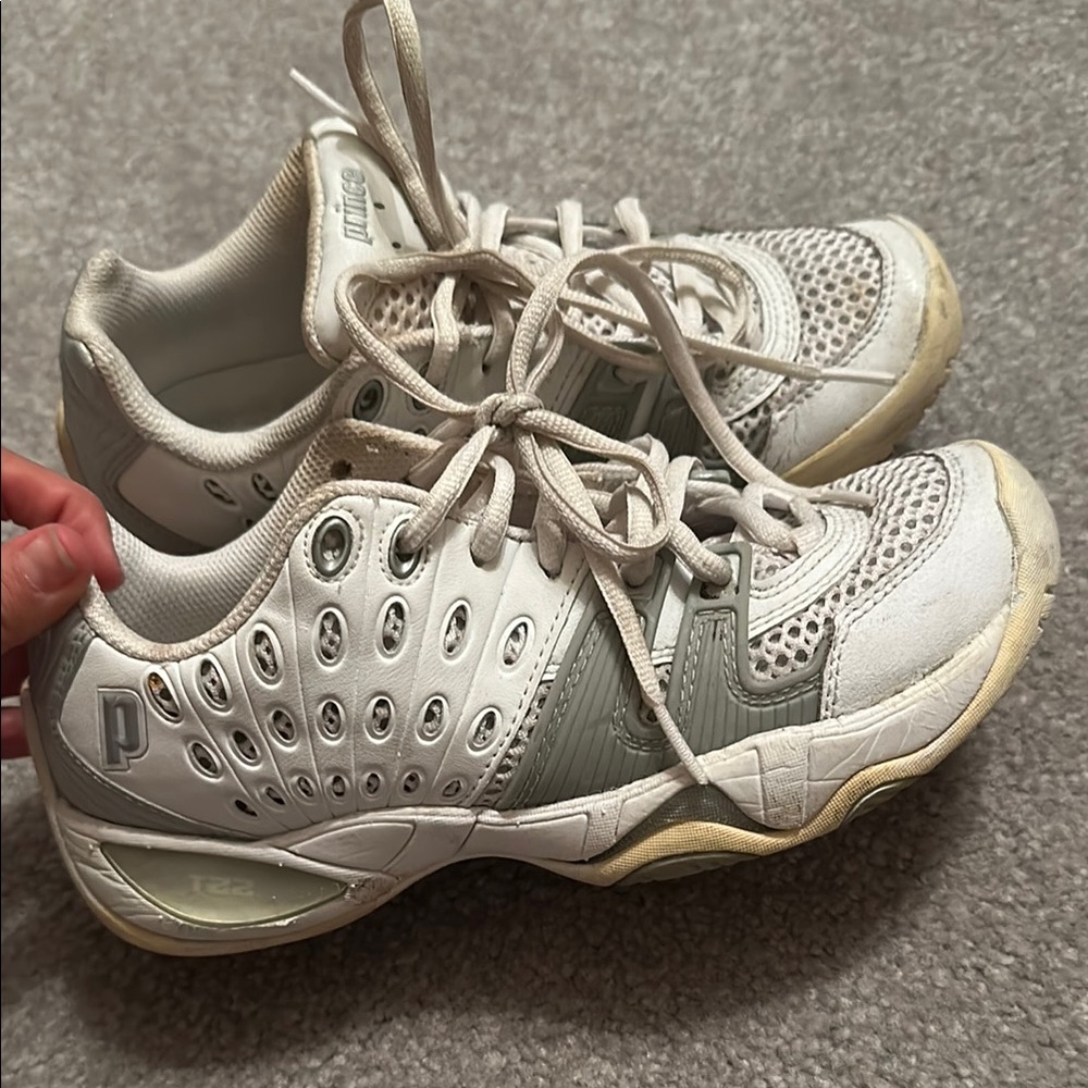 Women's White and Gray Athletic Shoes
